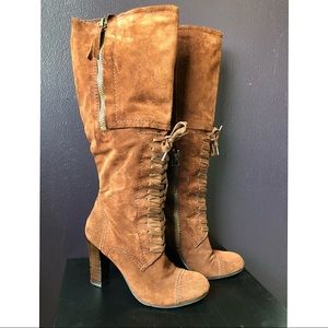 Nine West Knee High Boots, Chestnut Suede, Size 7